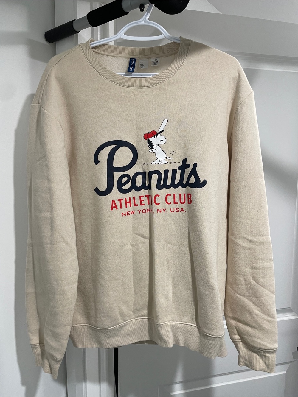 H&M Cream Peanuts Athletic Club Crewneck Sweatshirt